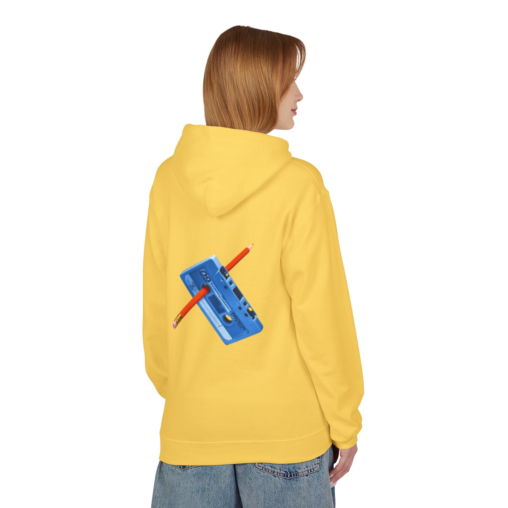 Blue Cassette Tape with Pencil Hoodie | Retro Music 80s 90s
