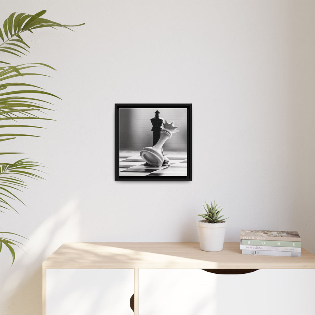 Chess King and Fallen Queen Matte Canvas Framed Wall Art
