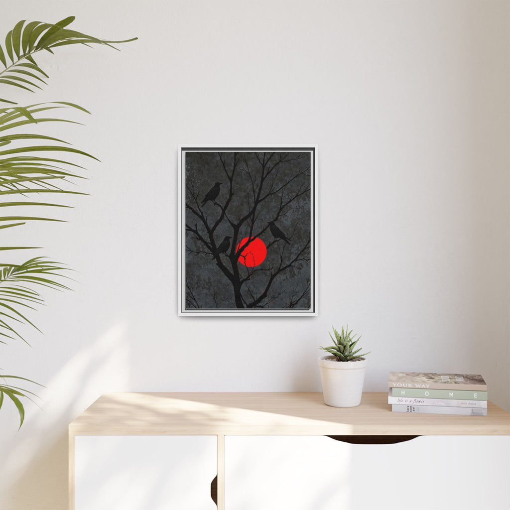 Red Moon Crows Silhouette