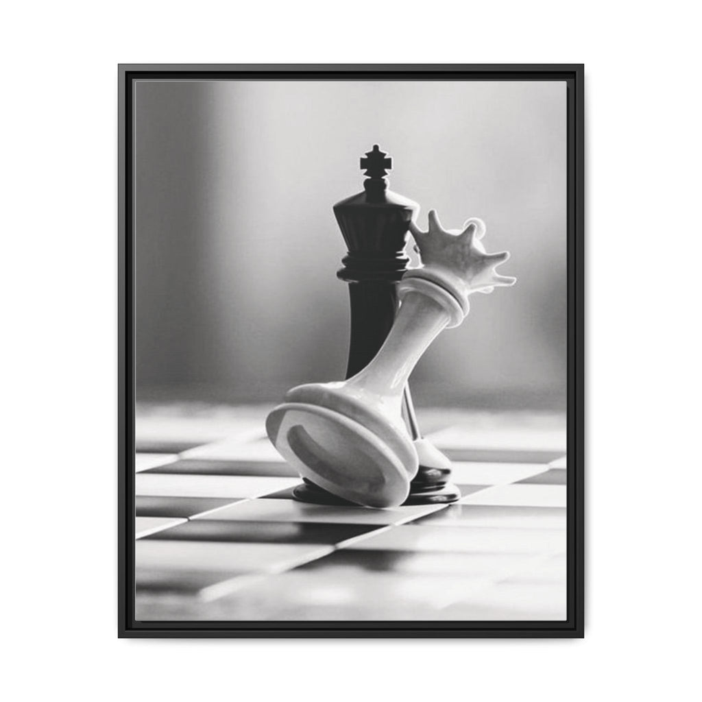 Chess King and Fallen Queen Matte Canvas Framed Wall Art