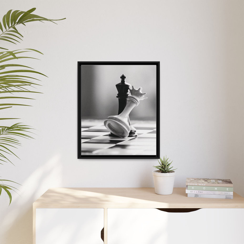 Chess King and Fallen Queen Matte Canvas Framed Wall Art