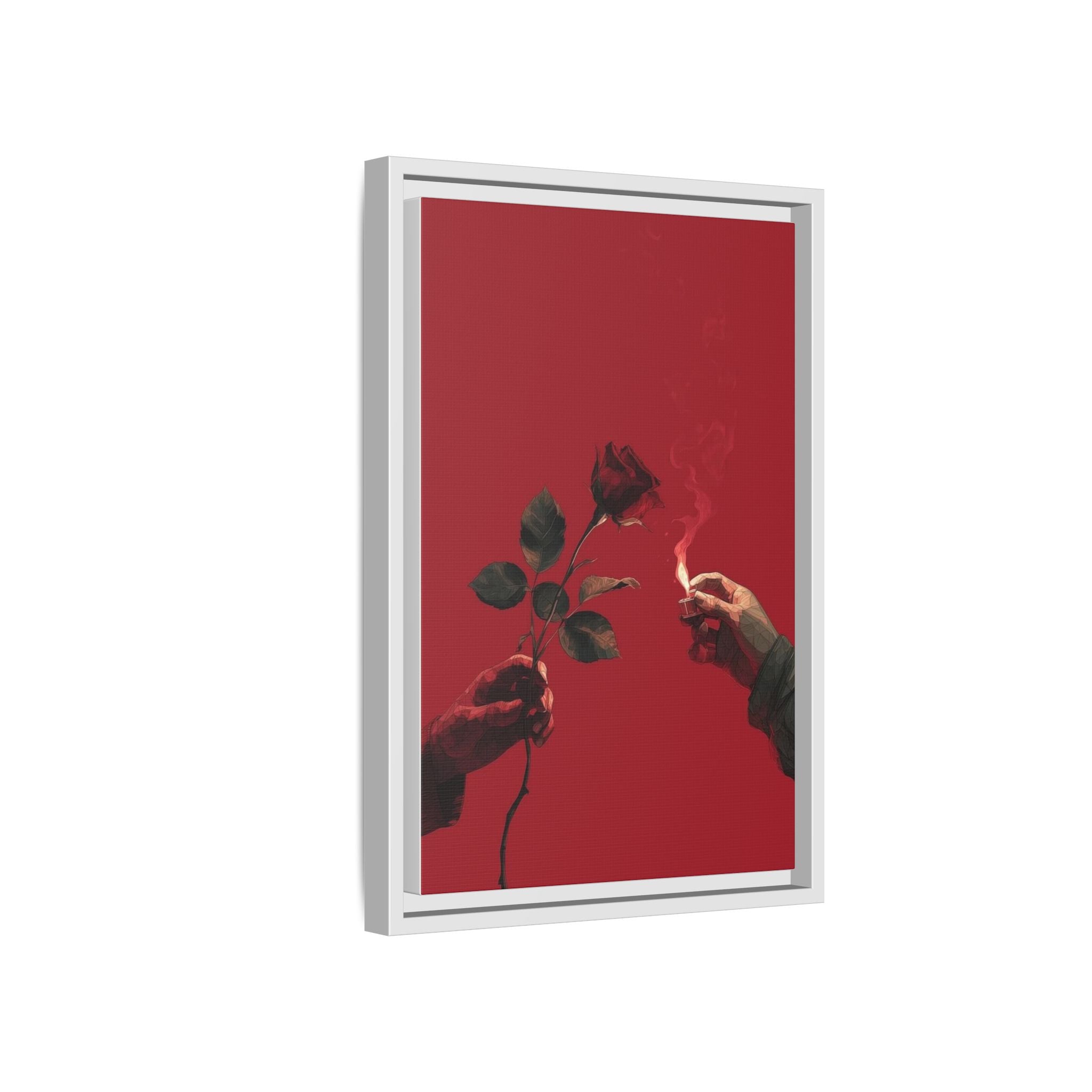 Red Rose & Lighter Minimalist Wall Print