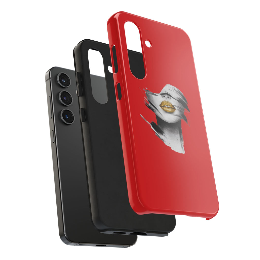 Red Abstract Lips Tough Phone Case — Bold Art Phone Cover for iPhone & Android