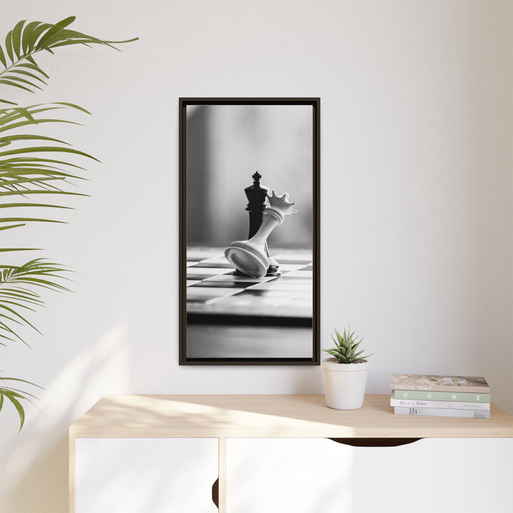 Chess King and Fallen Queen Matte Canvas Framed Wall Art