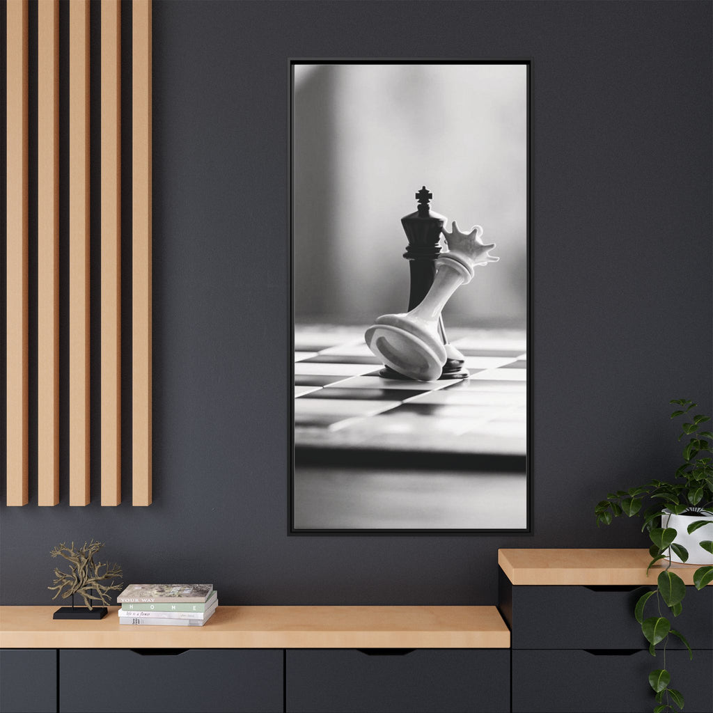 Chess King and Fallen Queen Matte Canvas Framed Wall Art