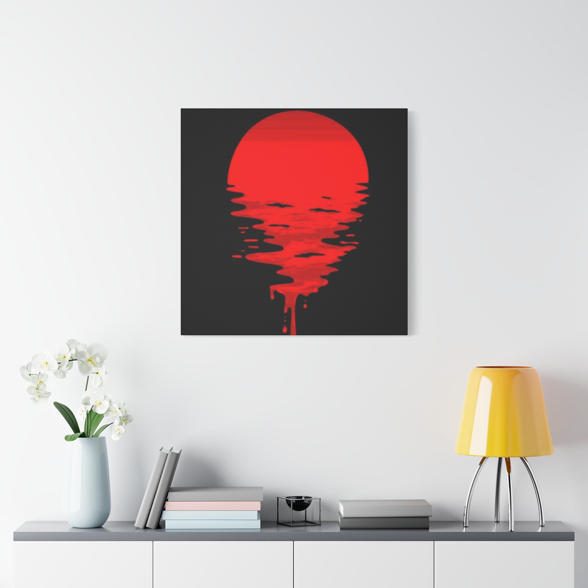 Sunset Canvas Art Print, Modern Wall Decor, Red and Black Home Decor, Abstract Art