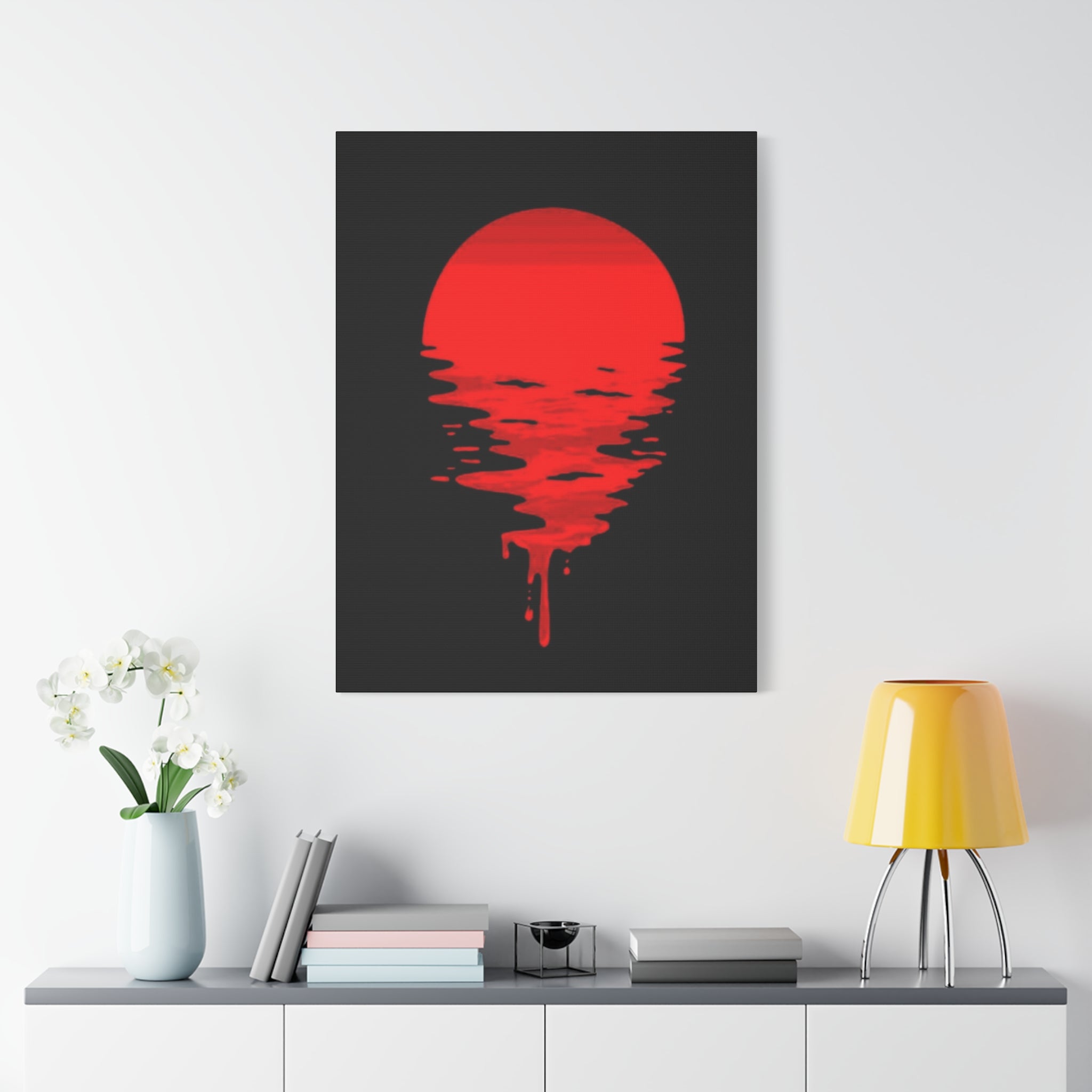 Sunset Canvas Art Print, Modern Wall Decor, Red and Black Home Decor, Abstract Art