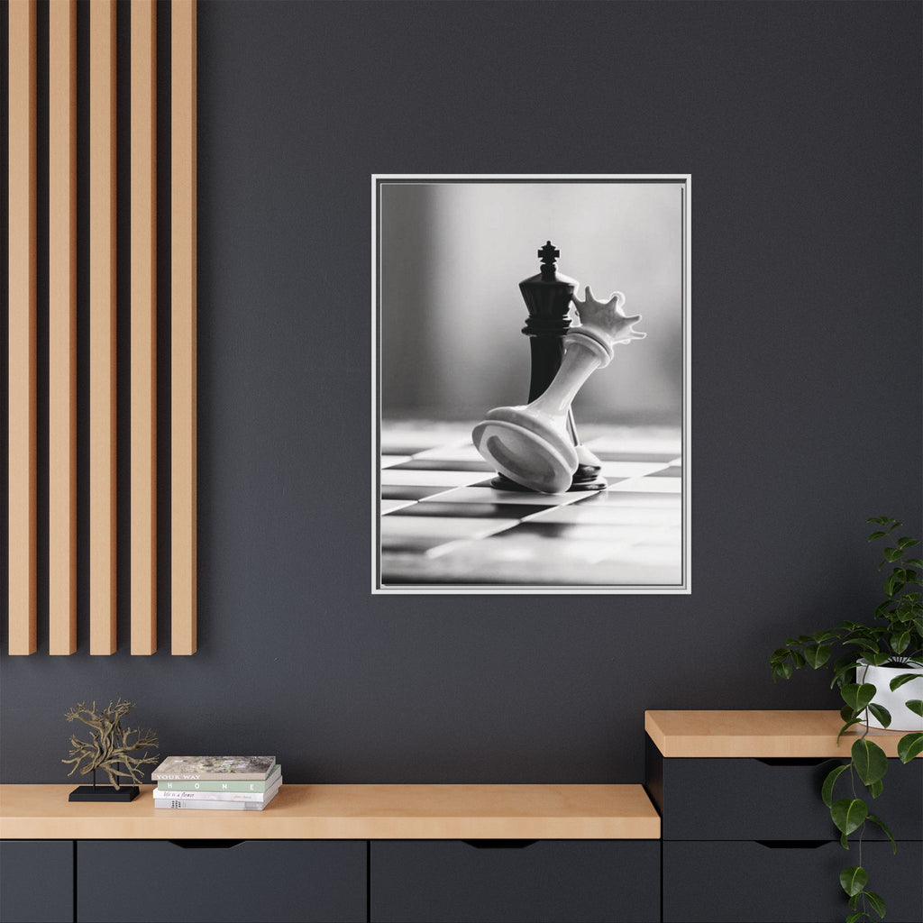 Chess King and Fallen Queen Matte Canvas Framed Wall Art