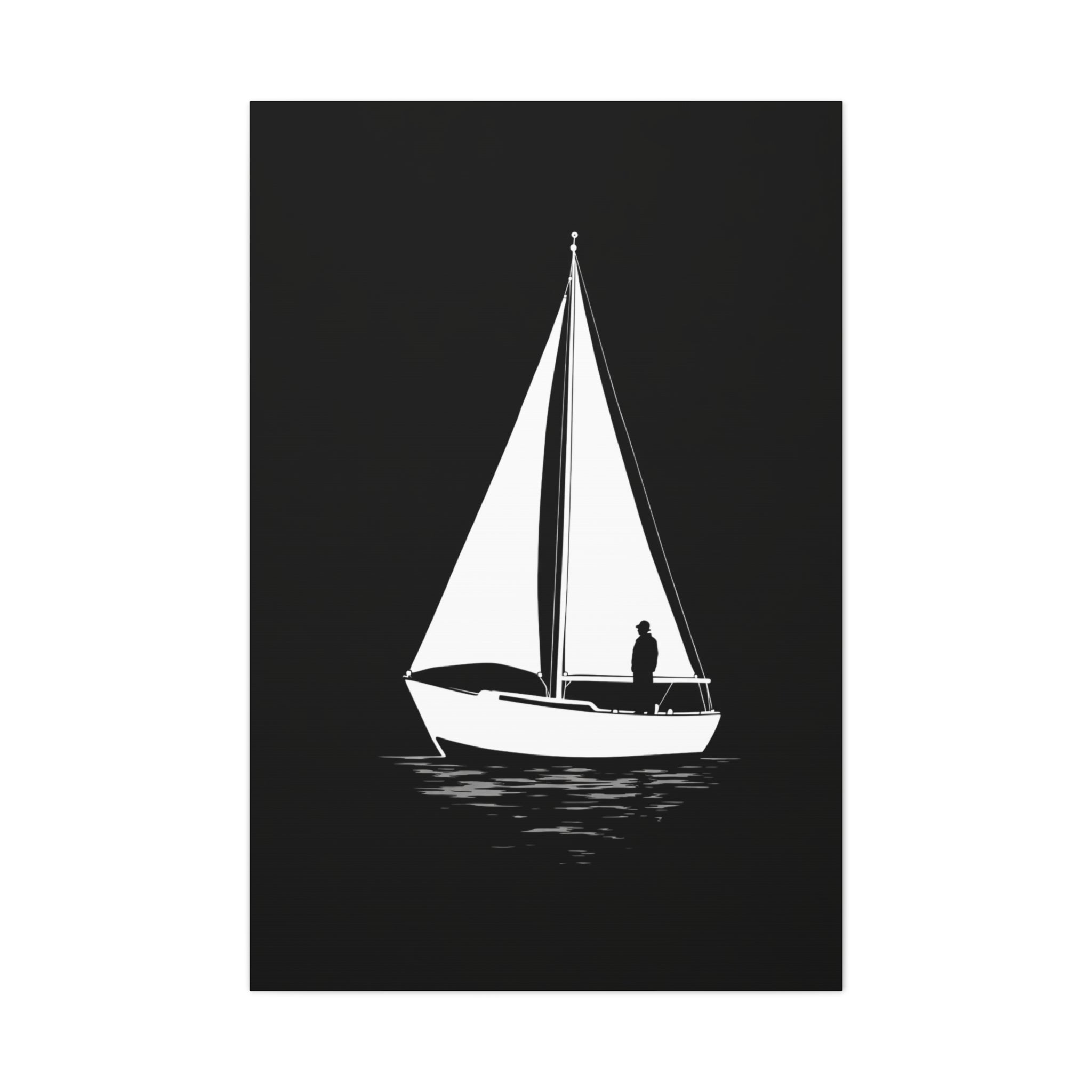 Sailboat Silhouette Matte Canvas Wall Art — Minimal Nautical Home Decor
