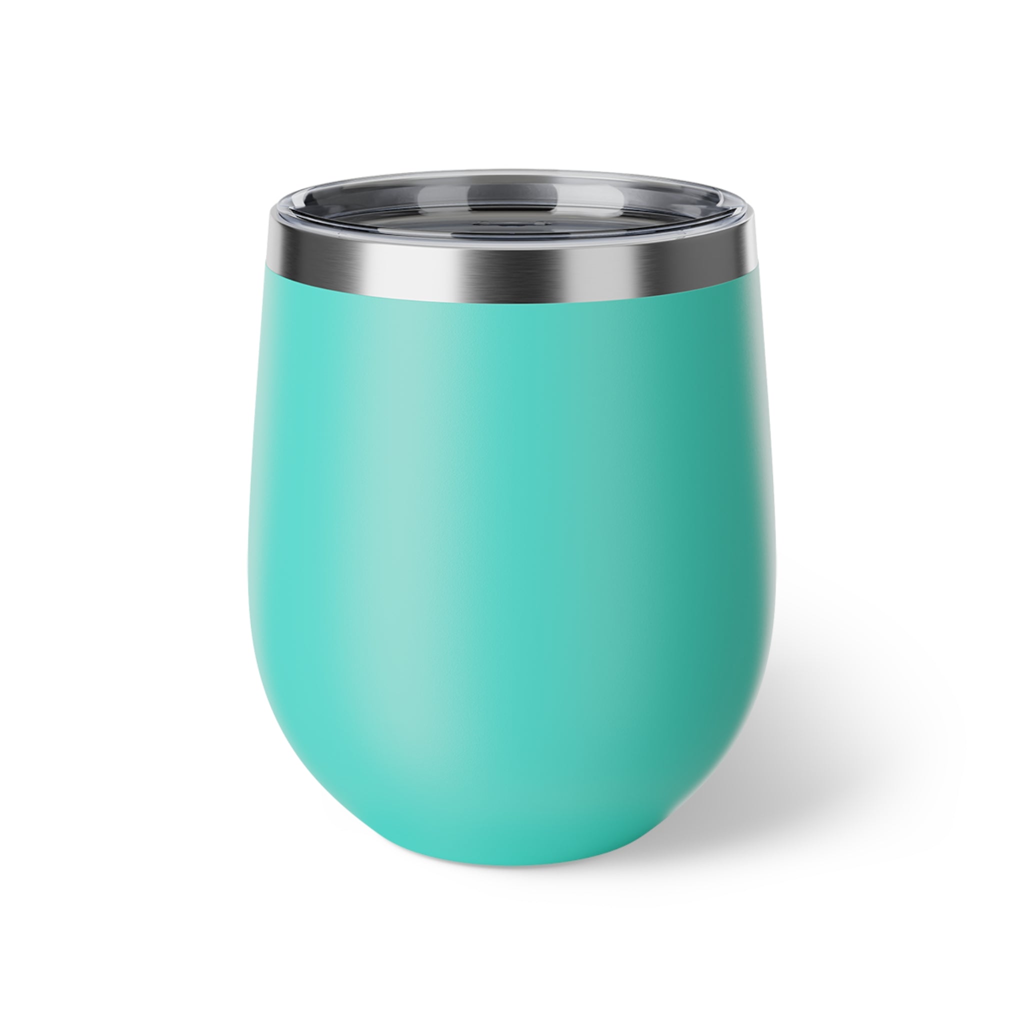12oz Insulated Wine Tumbler — Turquoise Copper Vacuum Cup with Minimalist Logo