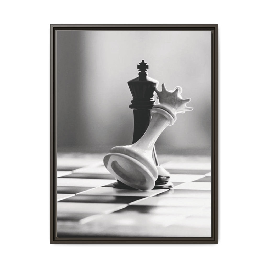 Chess King and Fallen Queen Matte Canvas Framed Wall Art