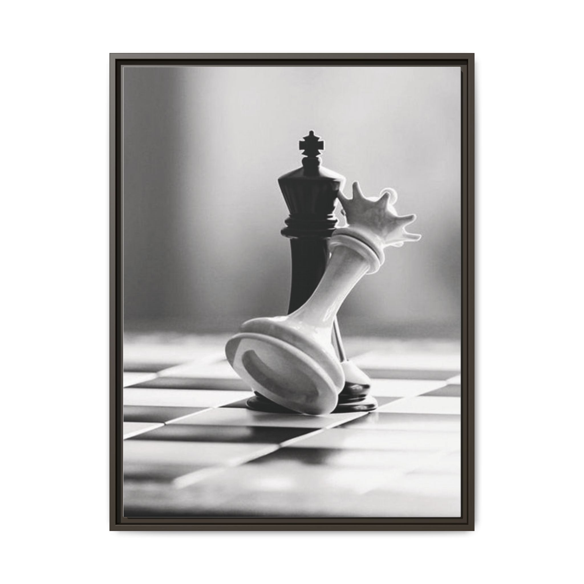Chess King and Fallen Queen Matte Canvas Framed Wall Art