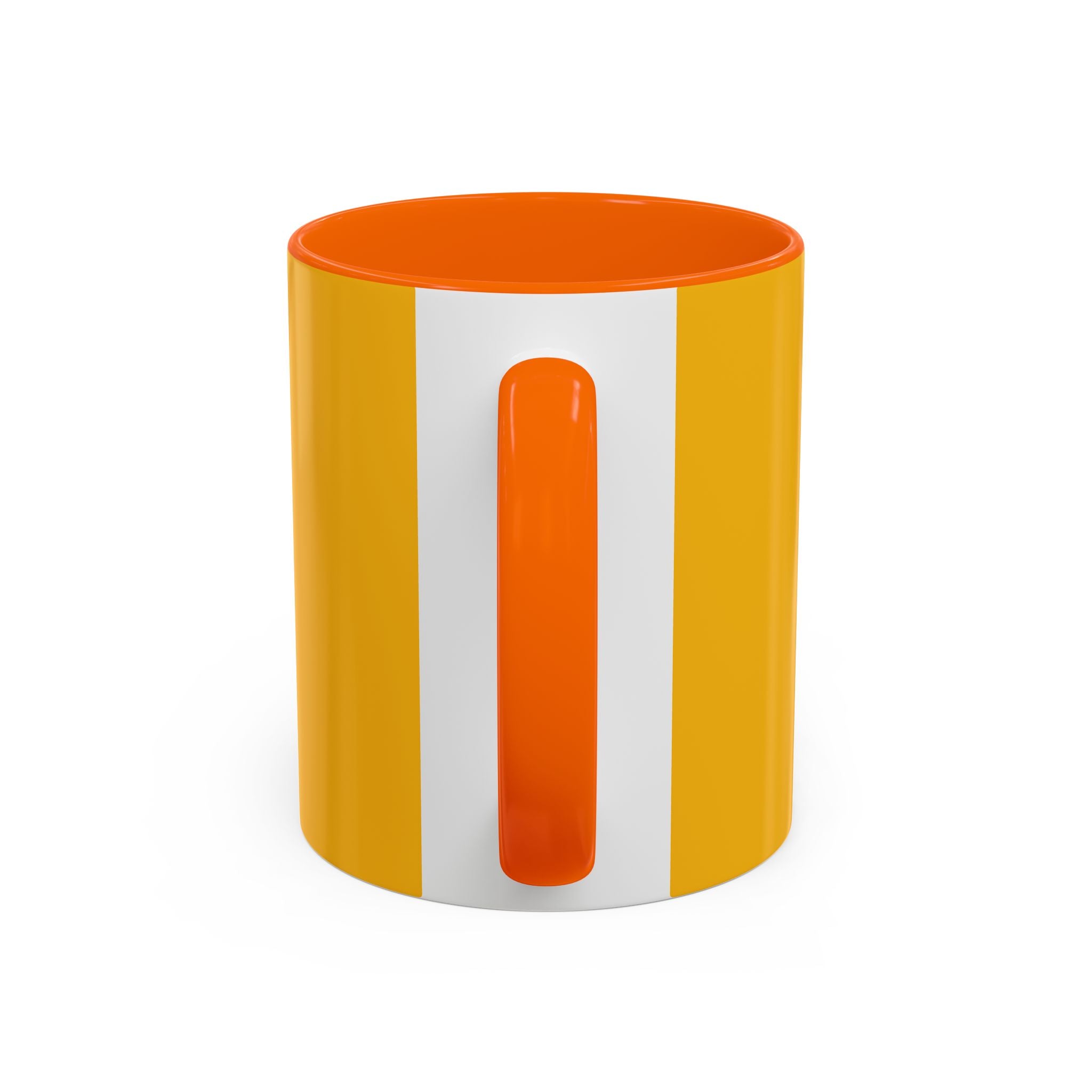 Retro Bold 'k' Accent Coffee Mug — Yellow & Red Graphic Ceramic