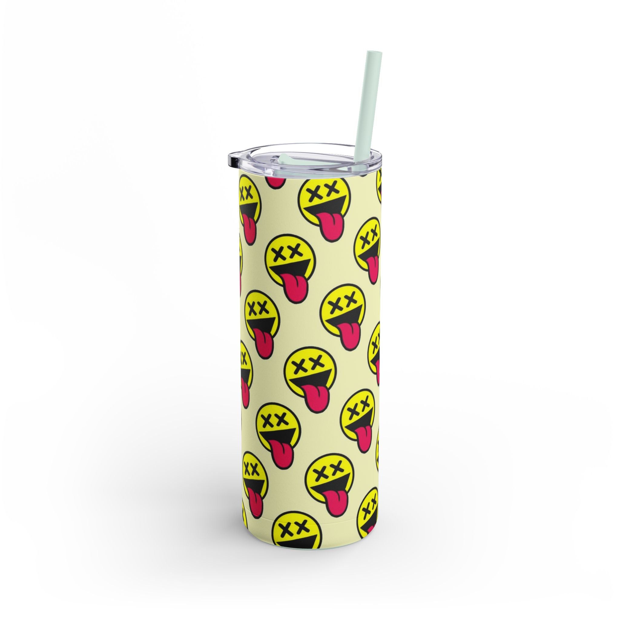 Funny Emoji Tumbler, 20oz, Party Cup, Gift for Teens, Drinkware, Kawaii Style, Summer Vibes, Unique Design