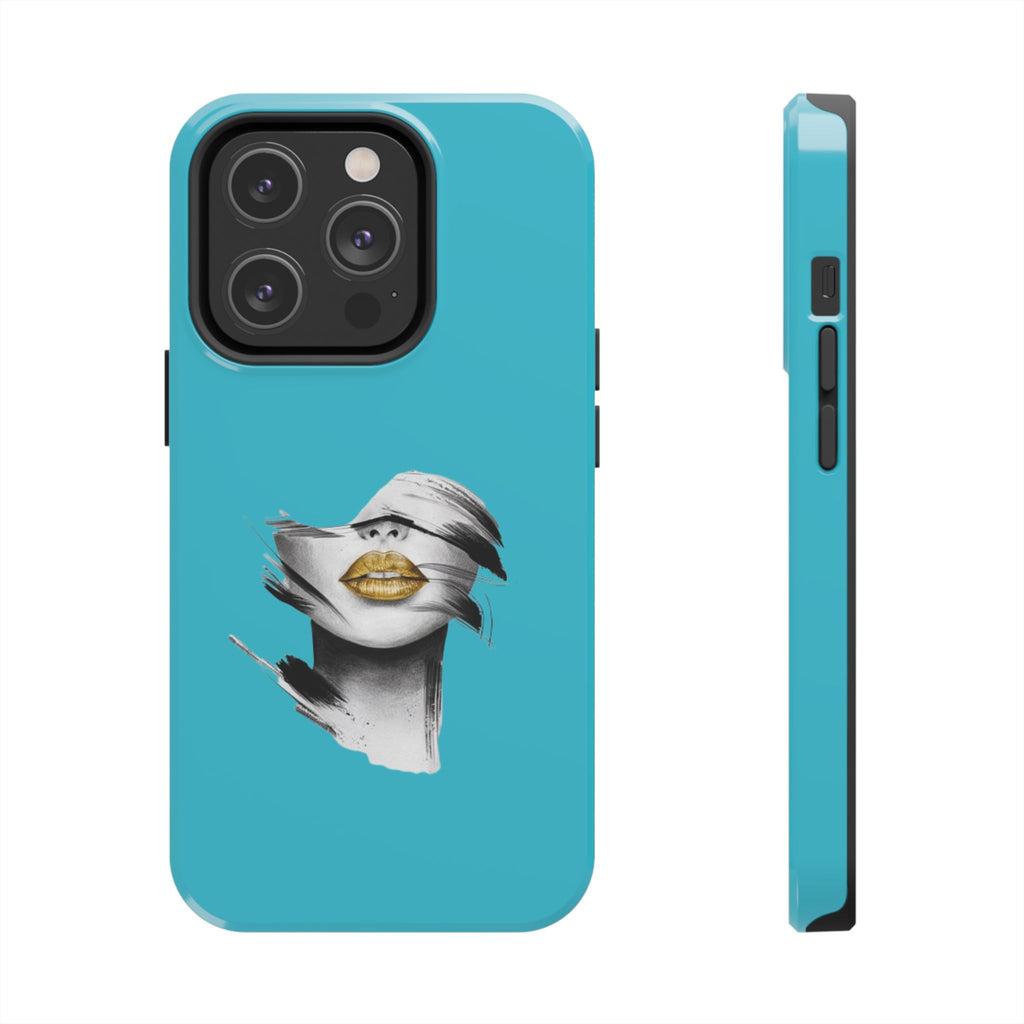 Teal 'Golden Lips' Tough Phone Case