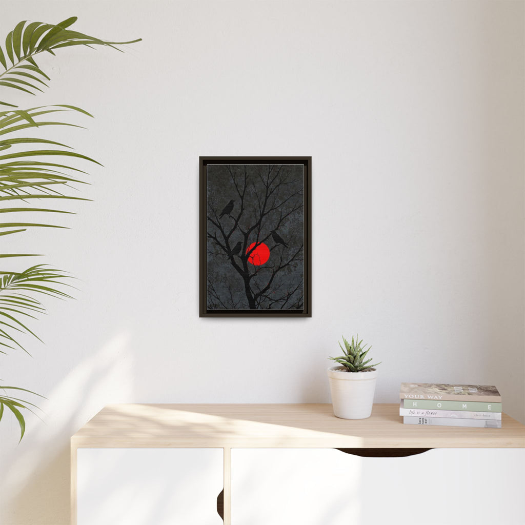 Red Moon Crows Silhouette