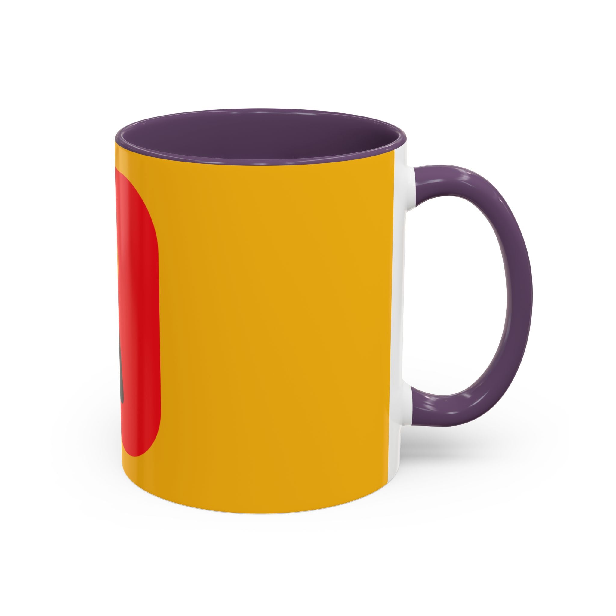 Retro Bold 'k' Accent Coffee Mug — Yellow & Red Graphic Ceramic