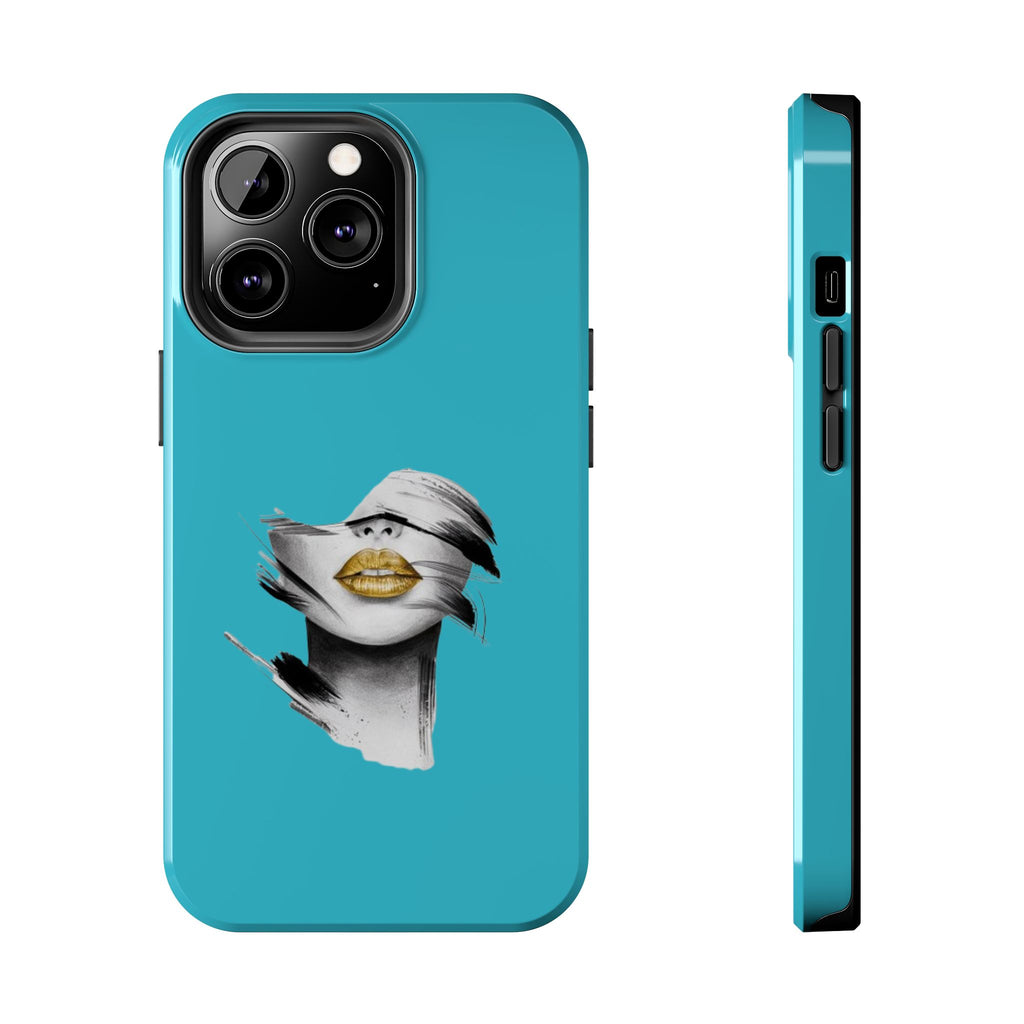 Teal 'Golden Lips' Tough Phone Case