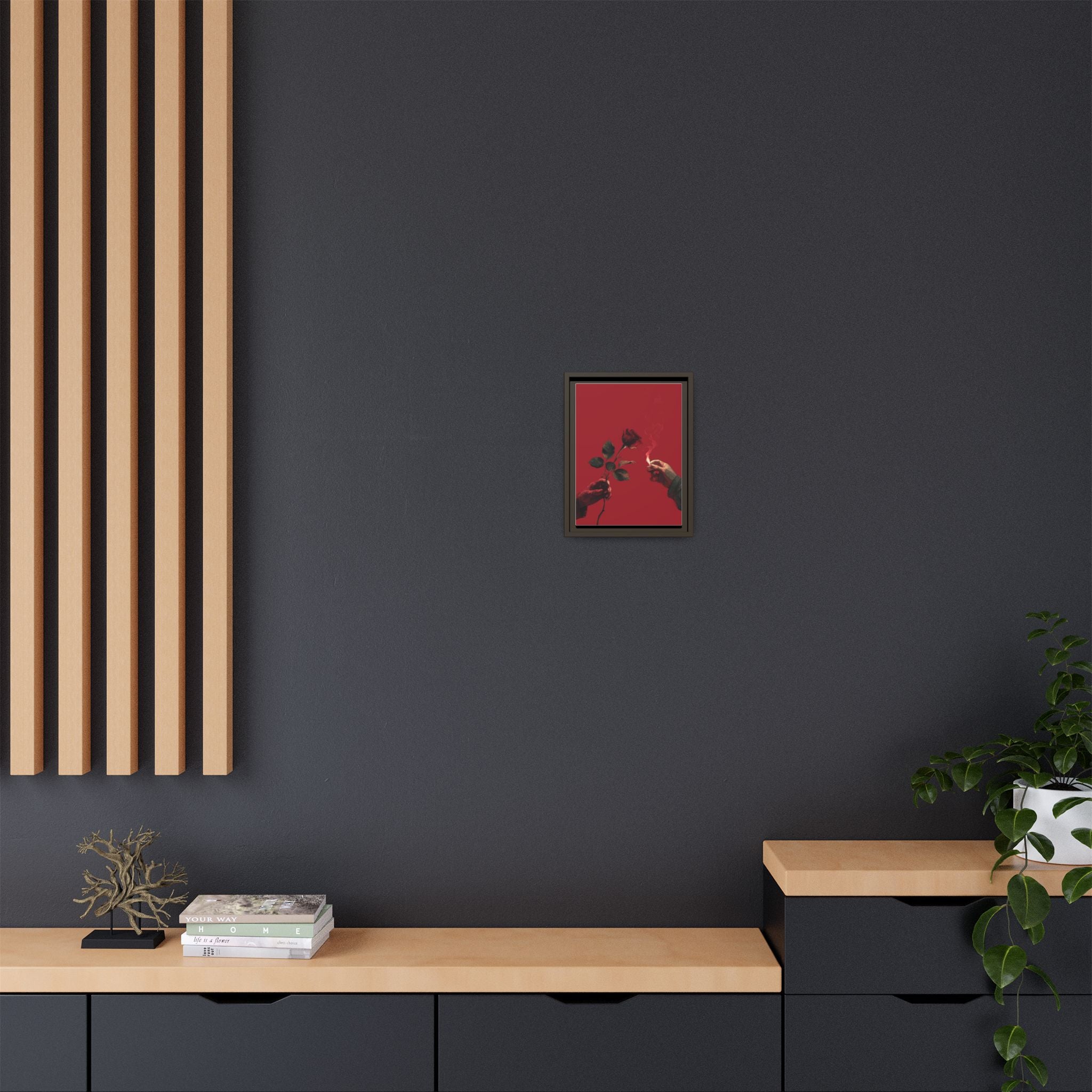 Red Rose & Lighter Minimalist Wall Print
