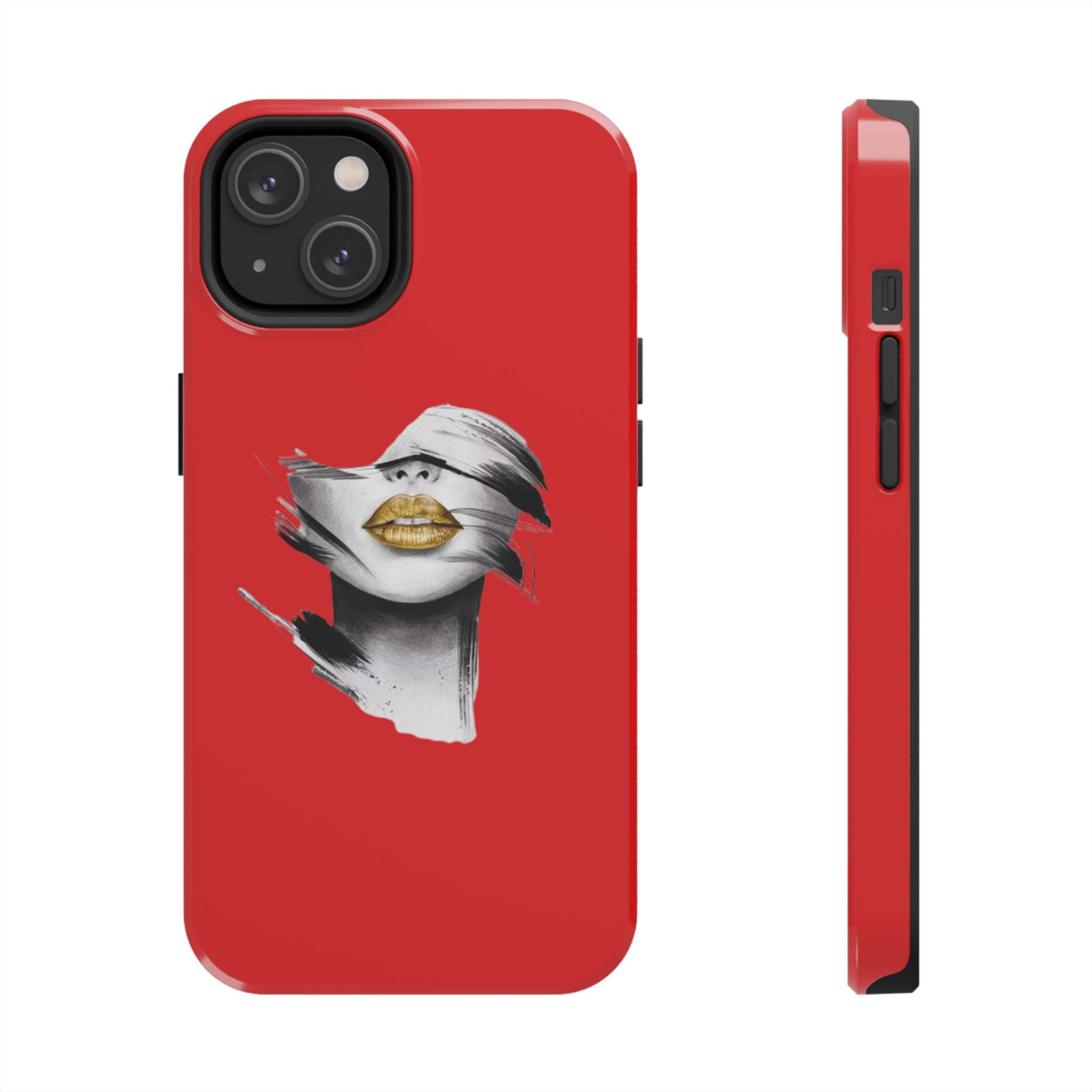 Red Abstract Lips Tough Phone Case — Bold Art Phone Cover for iPhone & Android