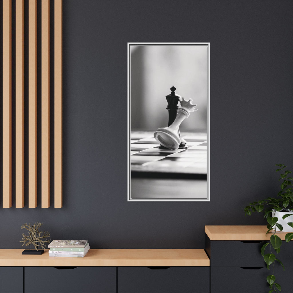 Chess King and Fallen Queen Matte Canvas Framed Wall Art