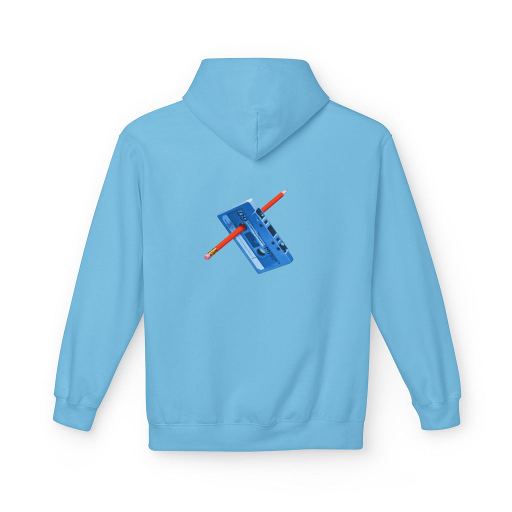 Retro Cassette Hoodie — Blue Tape & Pencil Vintage Music Crewneck