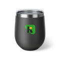 12oz Insulated Wine Tumbler with Green Abstract Logo — Copper Vacuum Cup