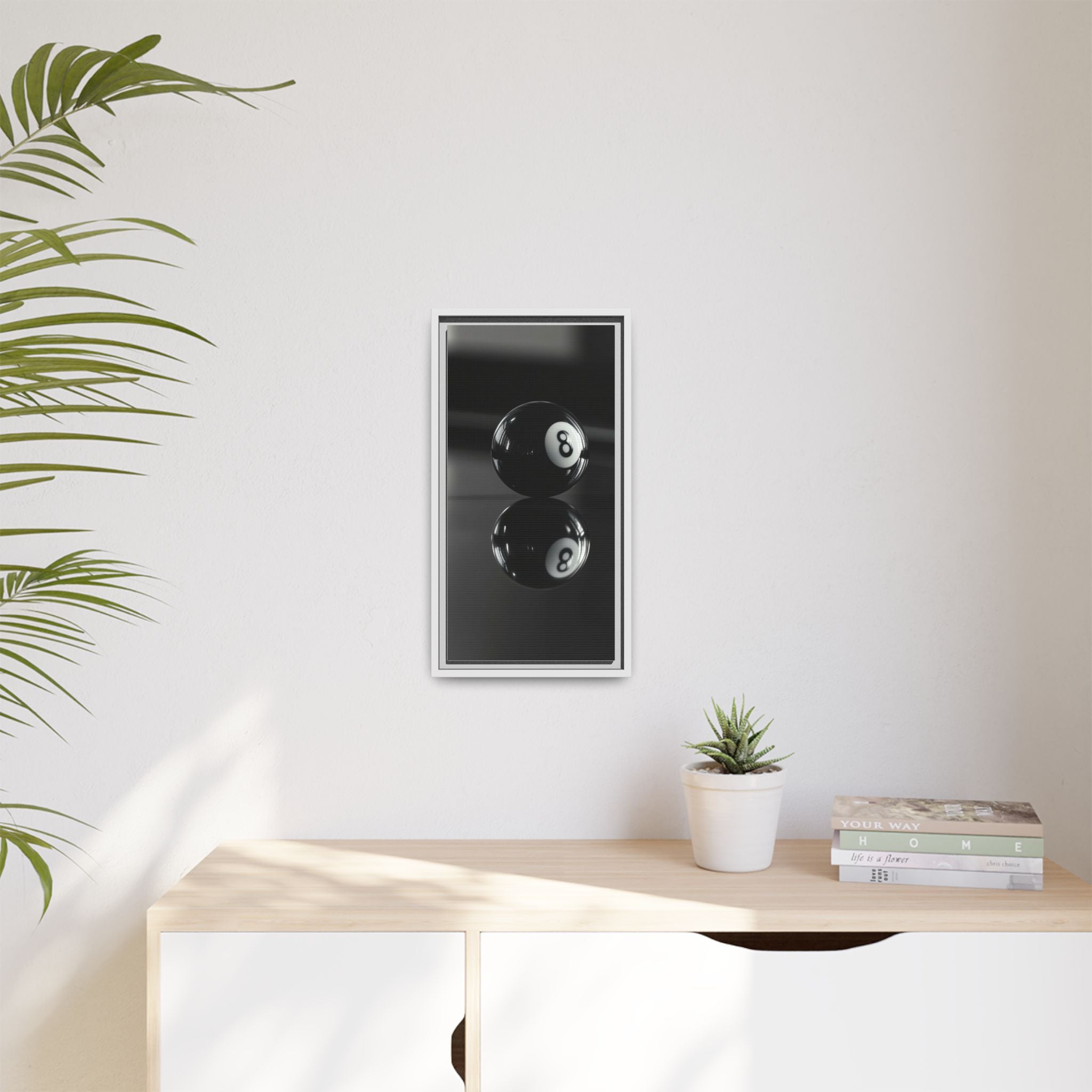 Eight Ball Reflection Matte Framed Canvas Print