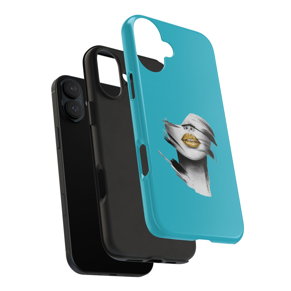 Teal 'Golden Lips' Tough Phone Case