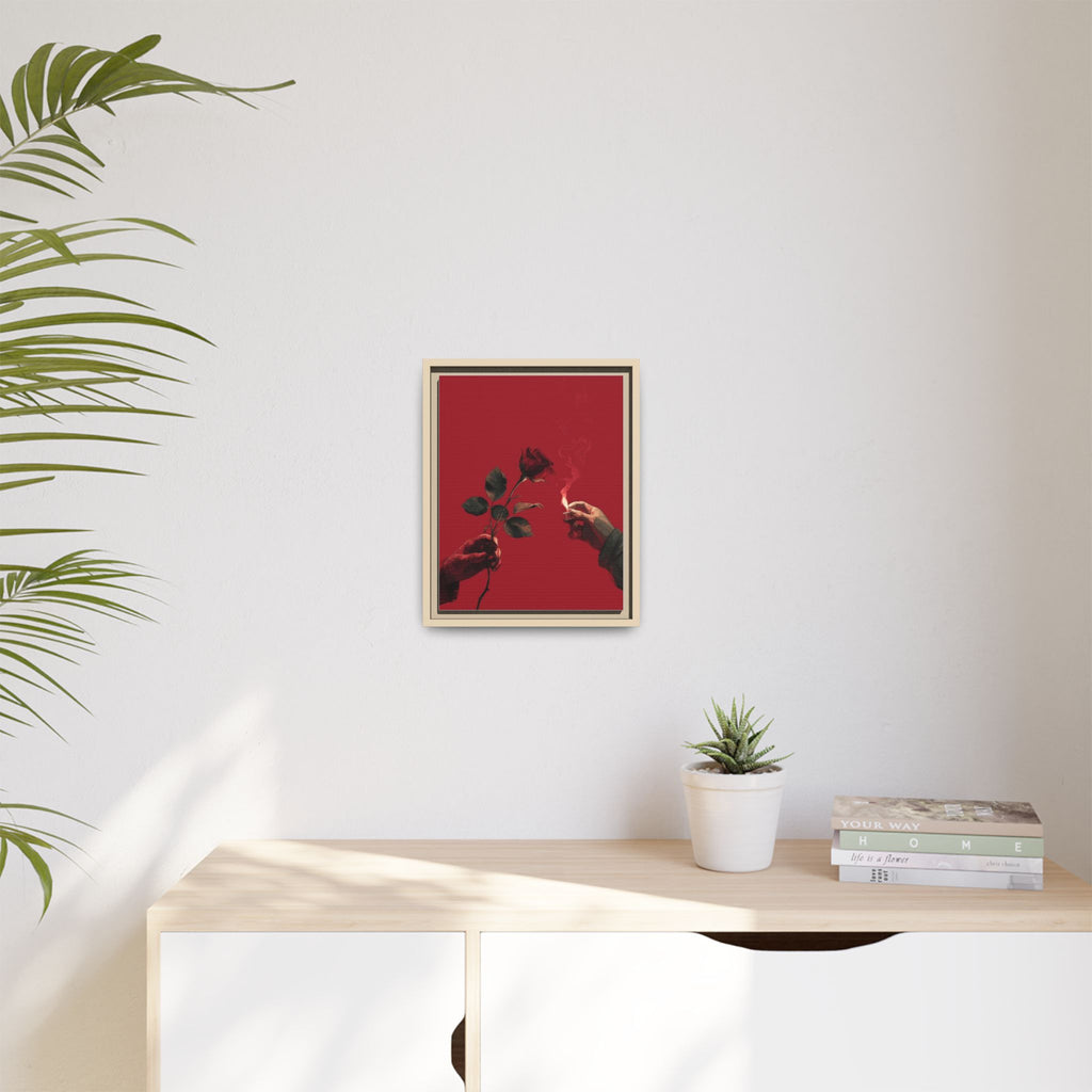Red Rose & Lighter Minimalist Wall Print