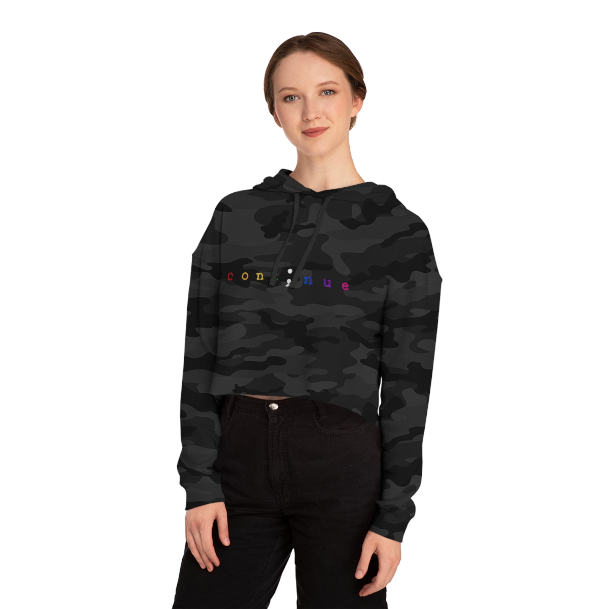 Cropped Hoodie "continue" Rainbow Minimalist