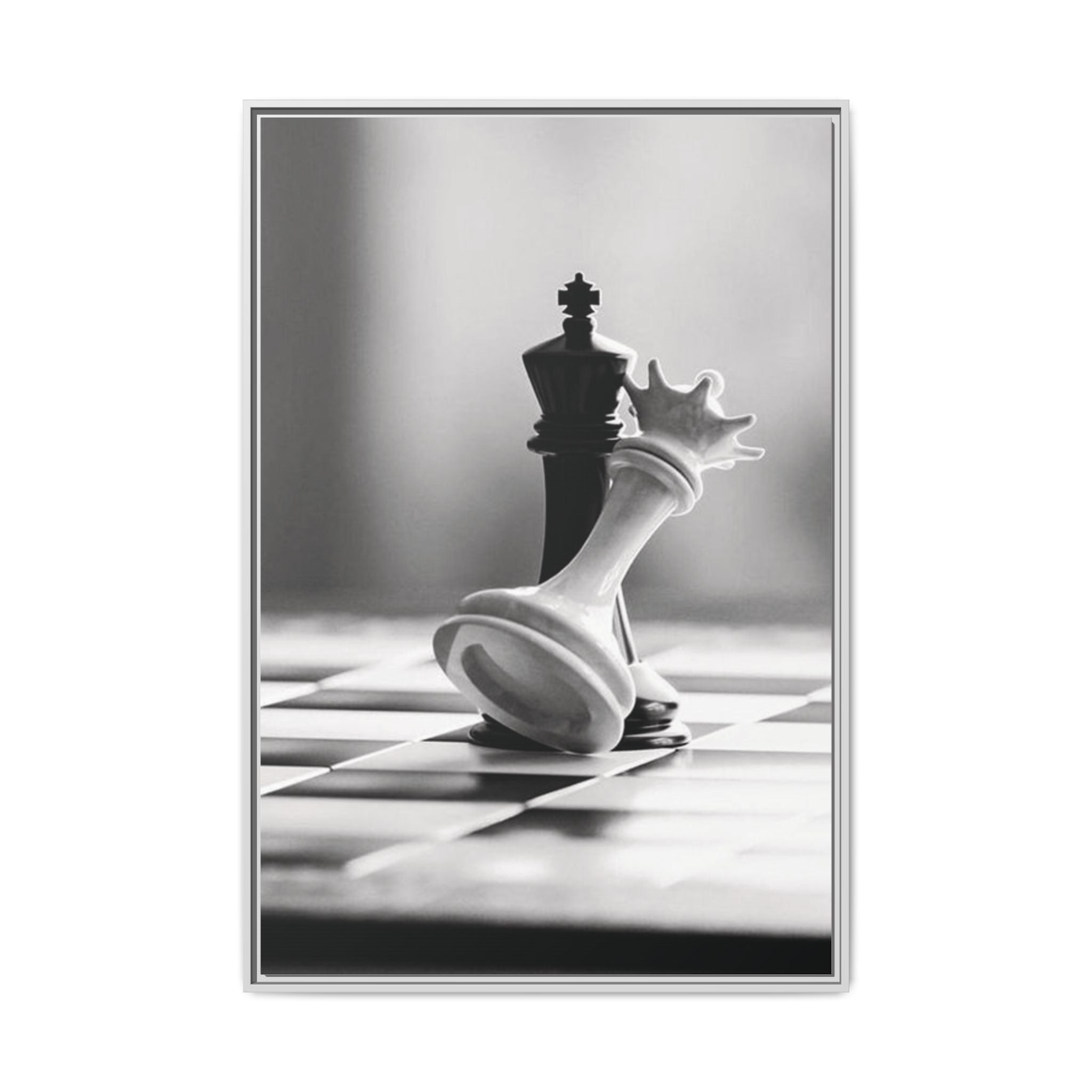 Chess King and Fallen Queen Matte Canvas Framed Wall Art