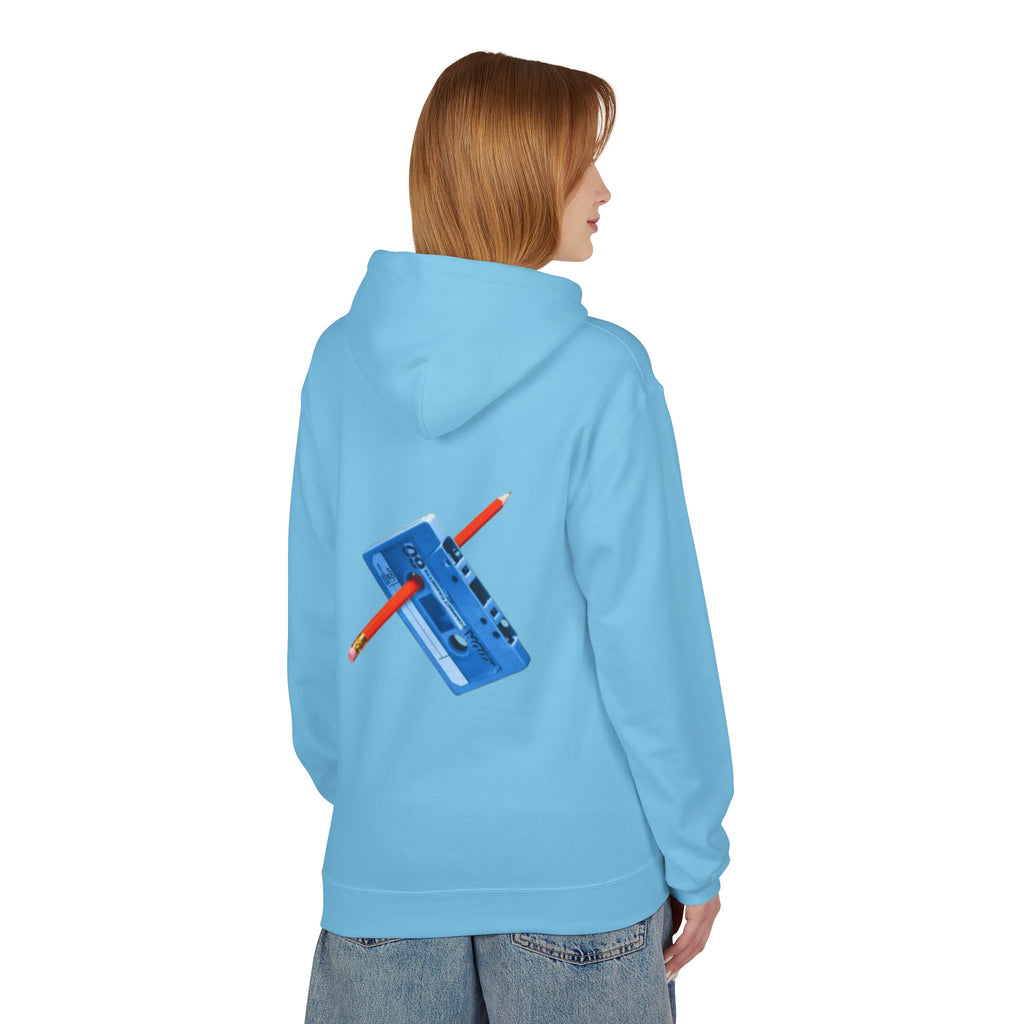 Blue Cassette Tape with Pencil Hoodie | Retro Music 80s 90s