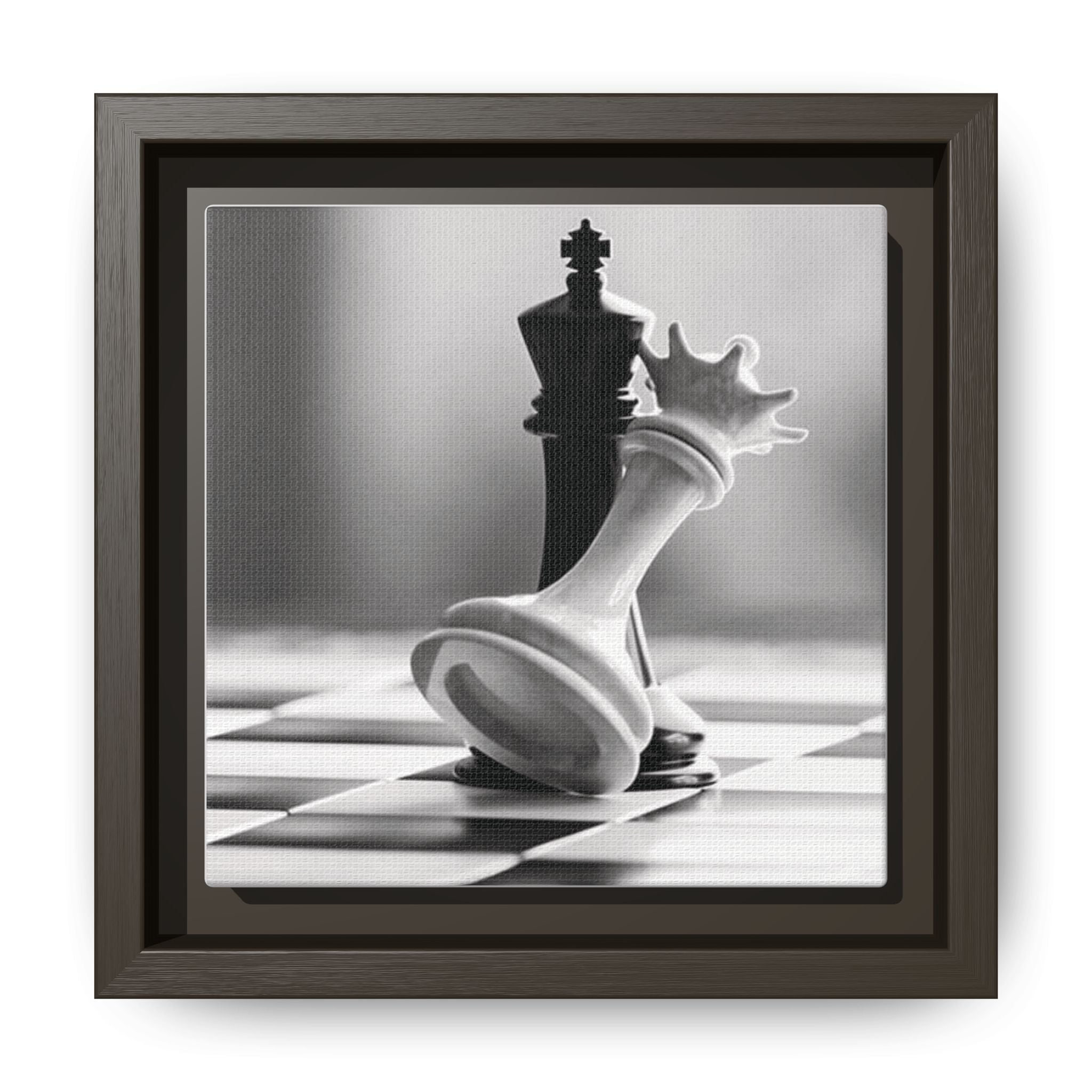 Chess King and Fallen Queen Matte Canvas Framed Wall Art