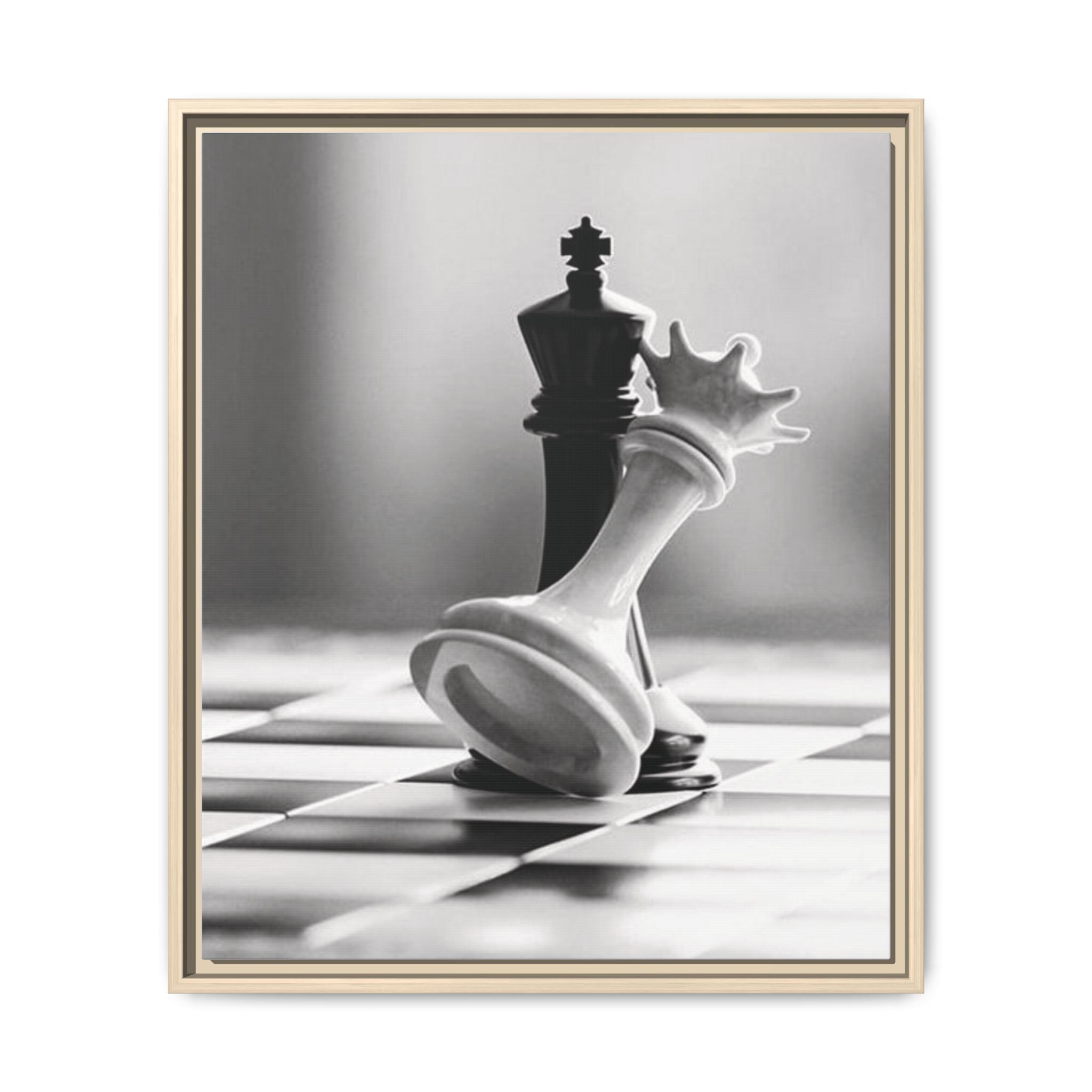 Chess King and Fallen Queen Matte Canvas Framed Wall Art