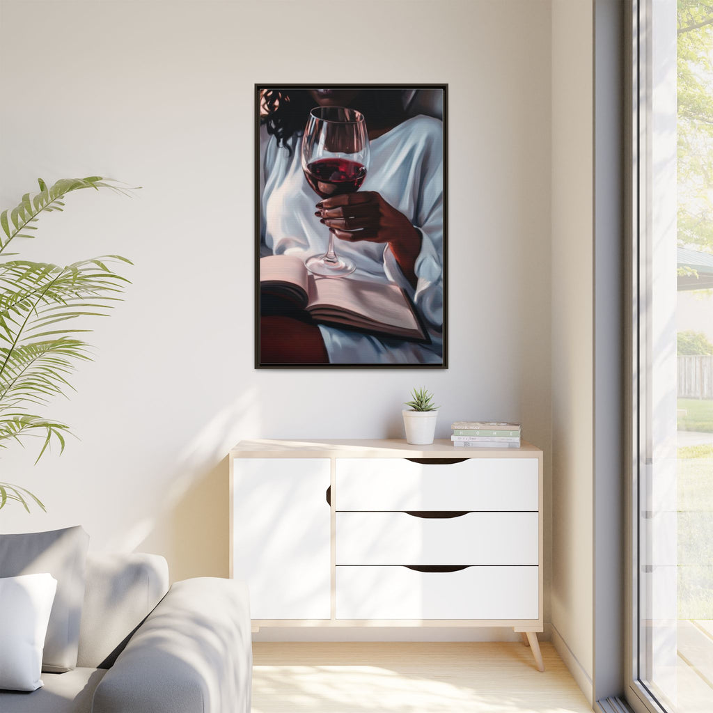 Woman Reading with Wine Glass (Cozy Evening Wall Decor)