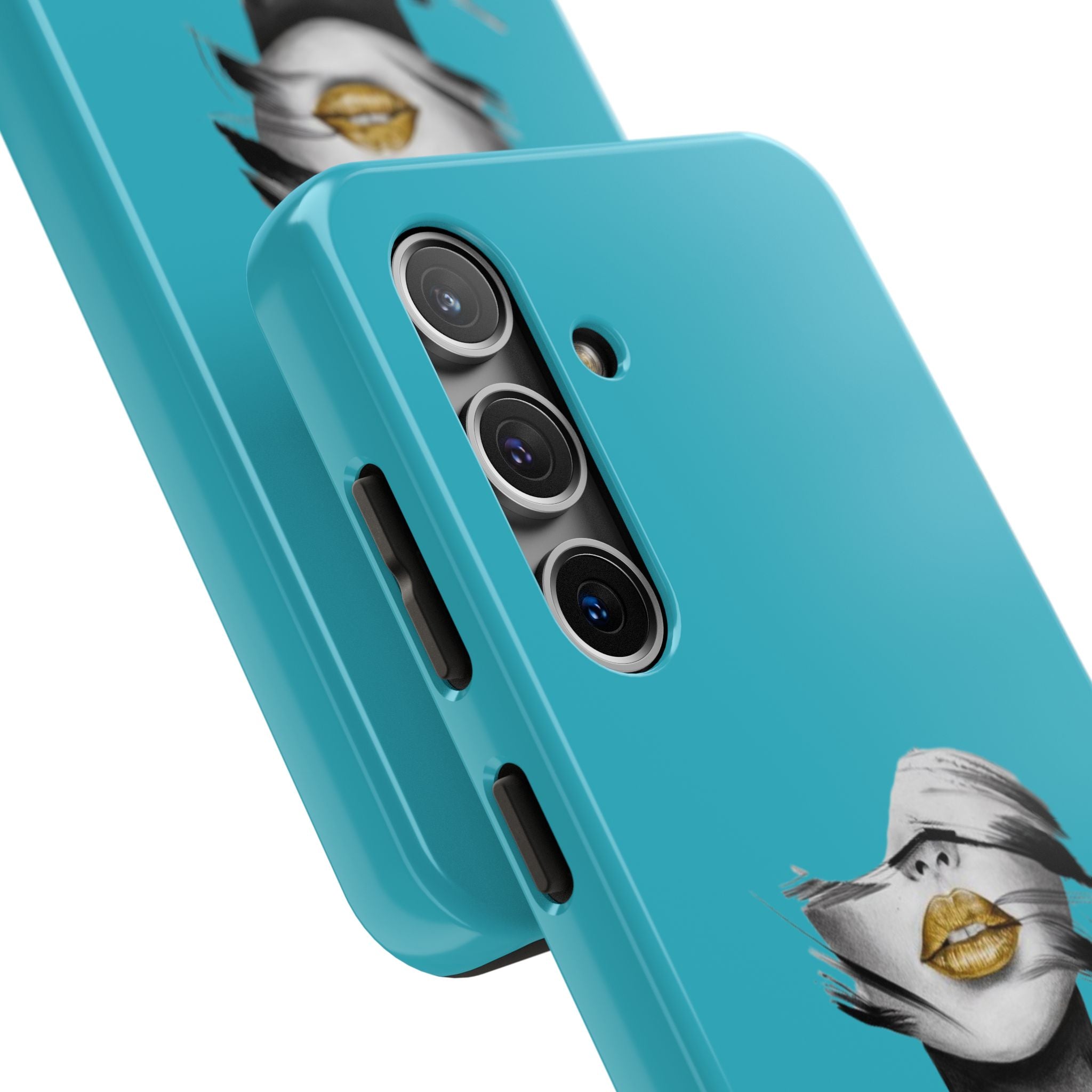 Teal 'Golden Lips' Tough Phone Case