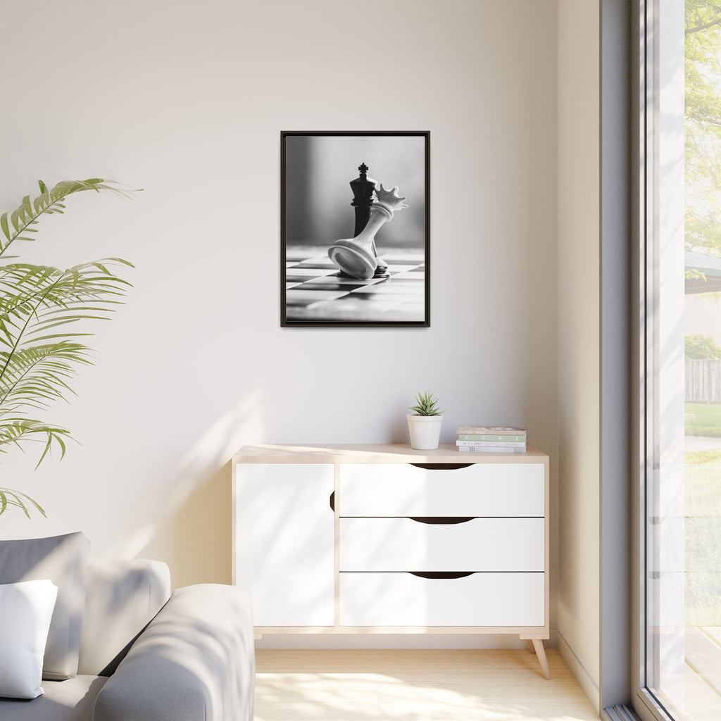 Chess King and Fallen Queen Matte Canvas Framed Wall Art