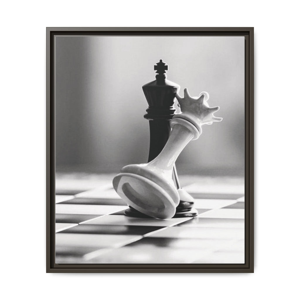 Chess King and Fallen Queen Matte Canvas Framed Wall Art