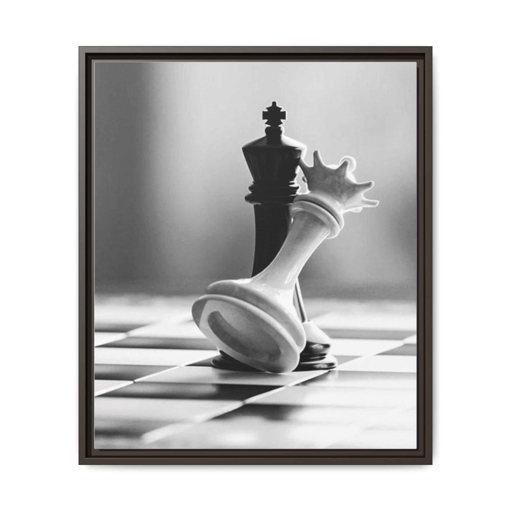 Chess King and Fallen Queen Matte Canvas Framed Wall Art