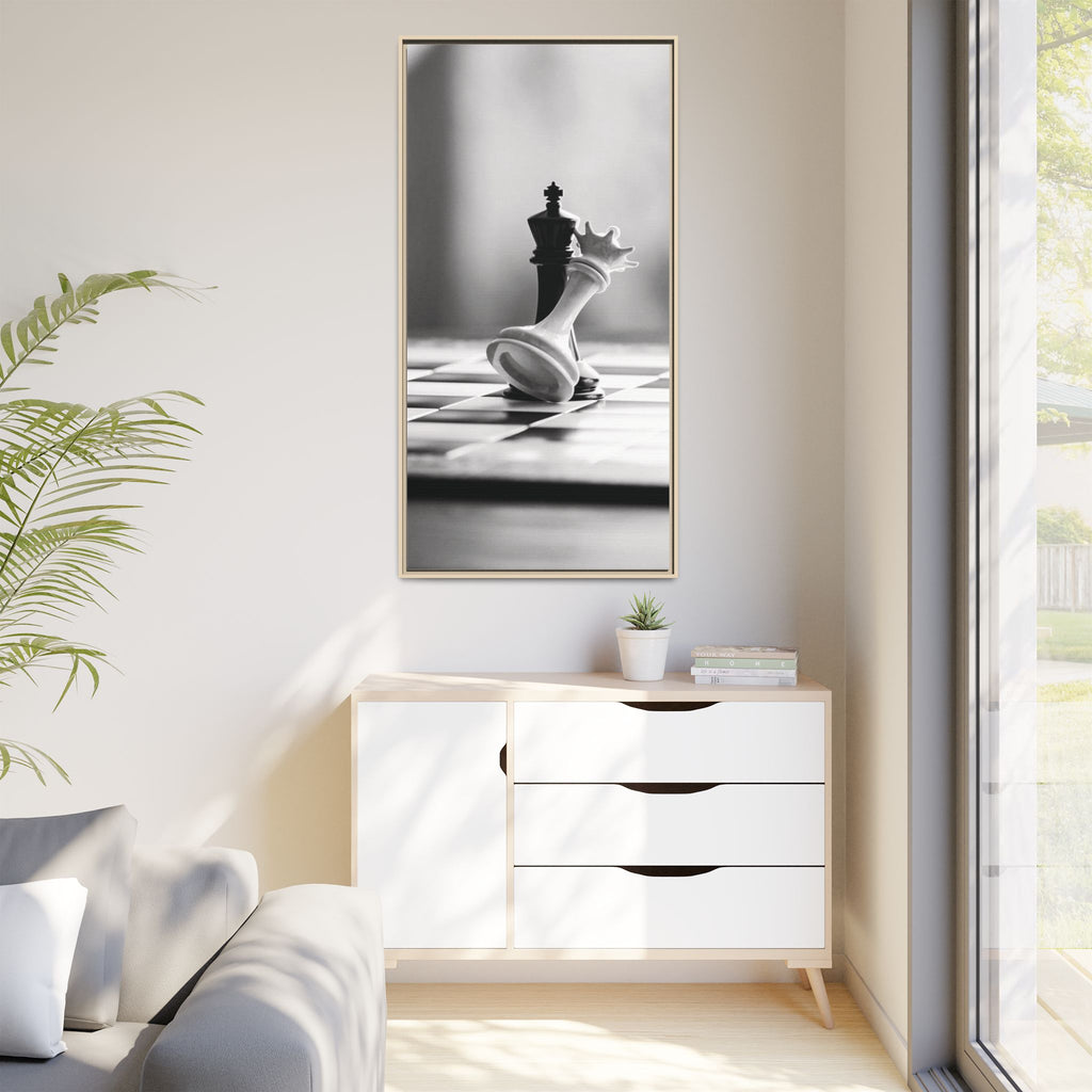 Chess King and Fallen Queen Matte Canvas Framed Wall Art
