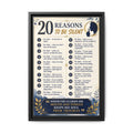 20 Reasons to Be Silent Matte Canvas Print — Framed Inspirational Wall Art