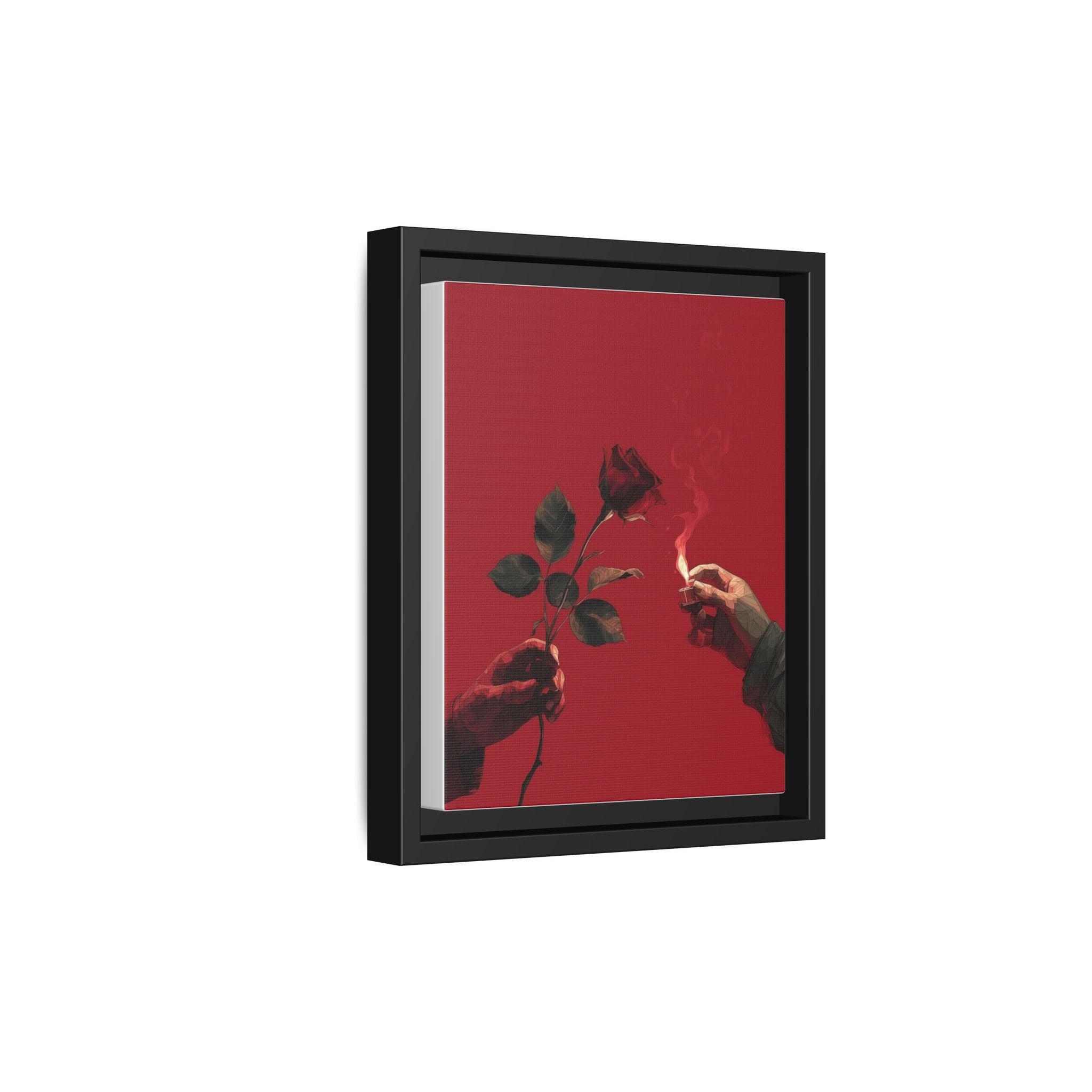 Red Rose & Lighter Minimalist Wall Print