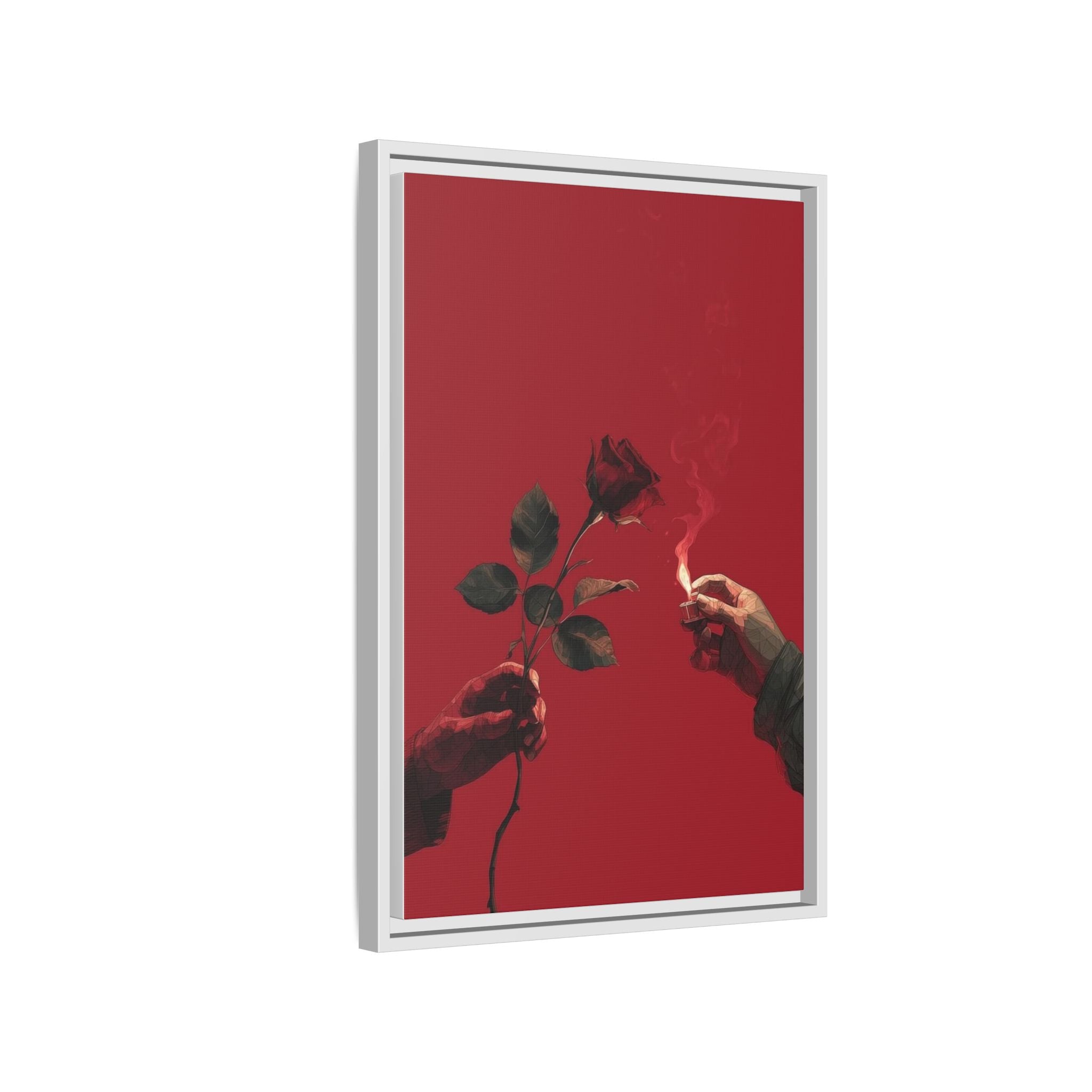 Red Rose & Lighter Minimalist Wall Print