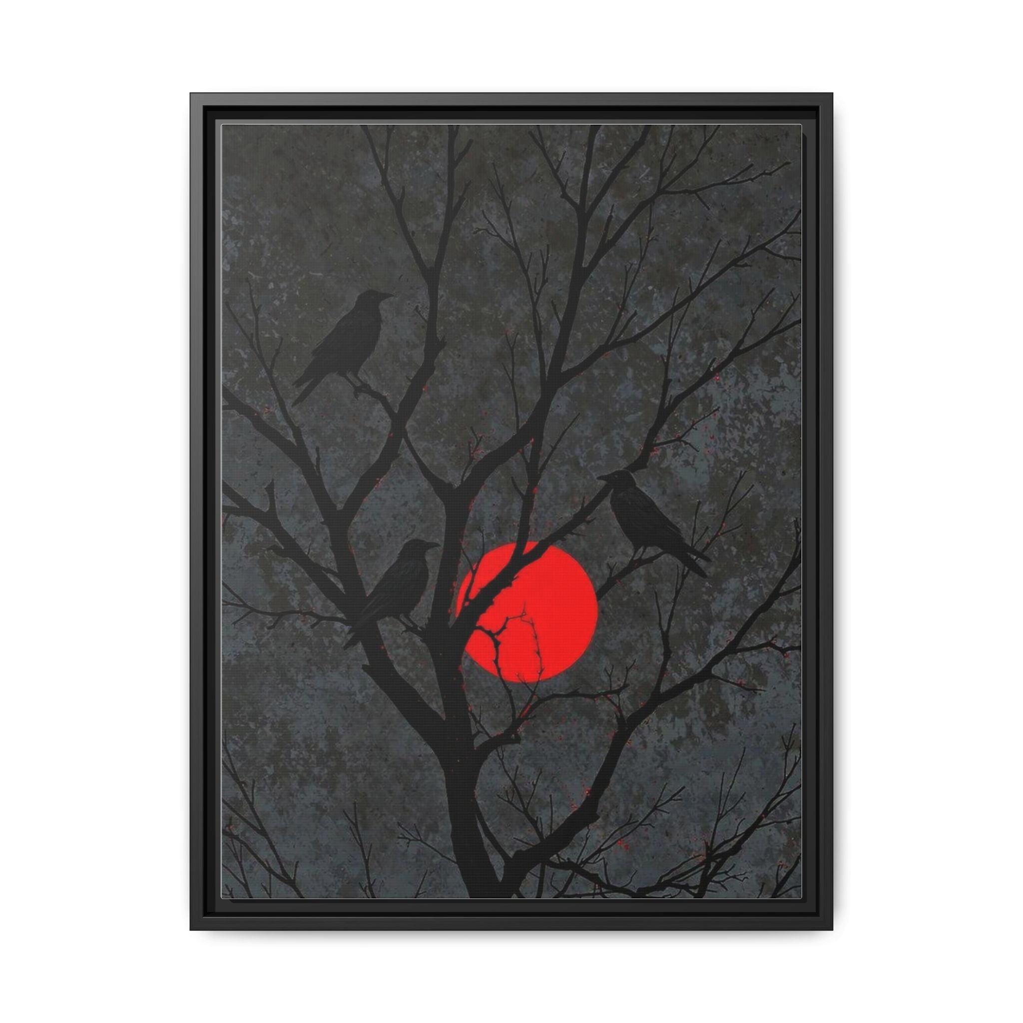 Red Moon Crows Silhouette