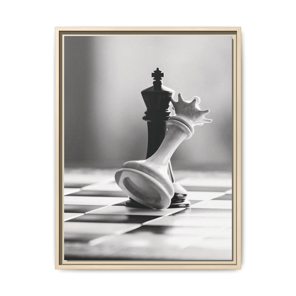 Chess King and Fallen Queen Matte Canvas Framed Wall Art