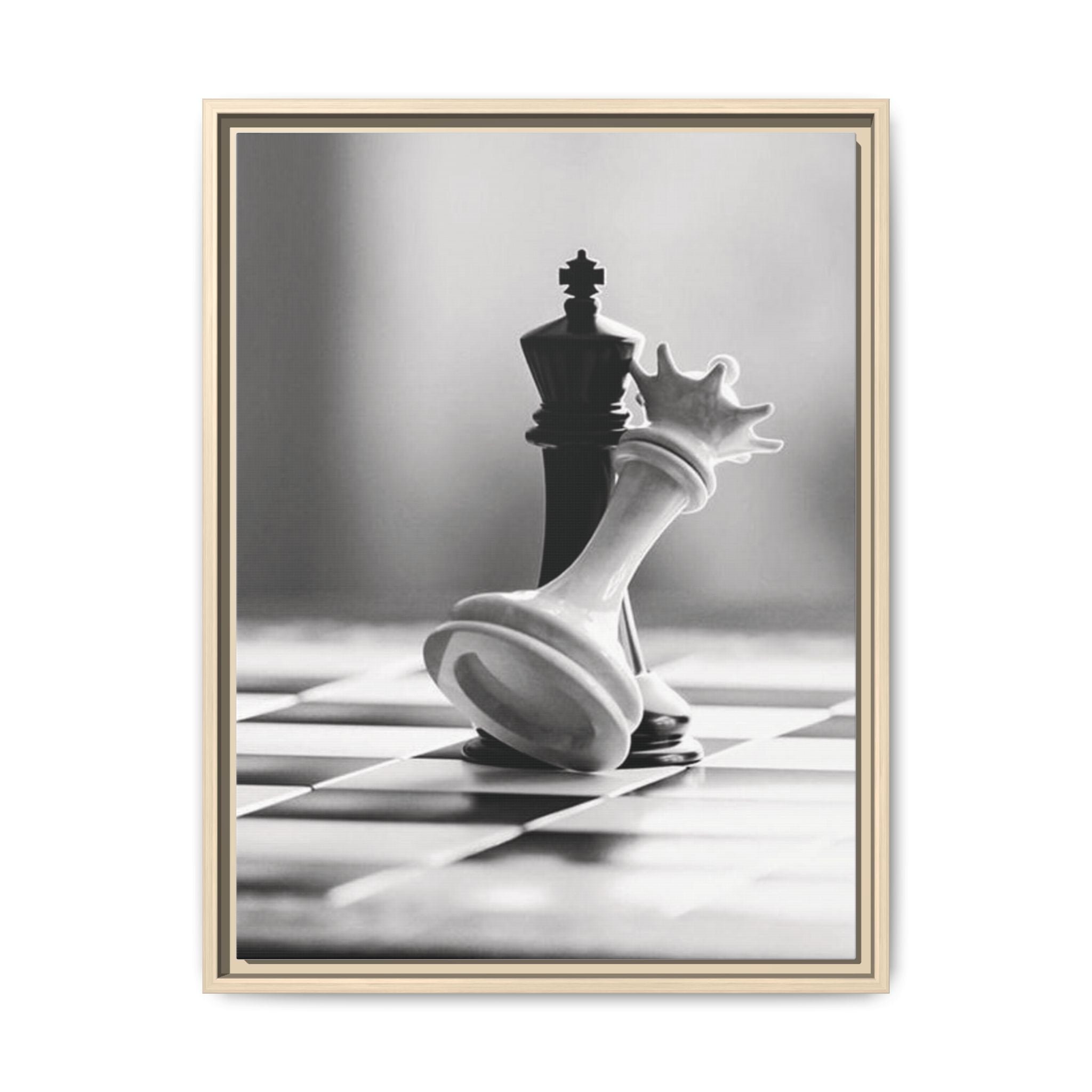 Chess King and Fallen Queen Matte Canvas Framed Wall Art
