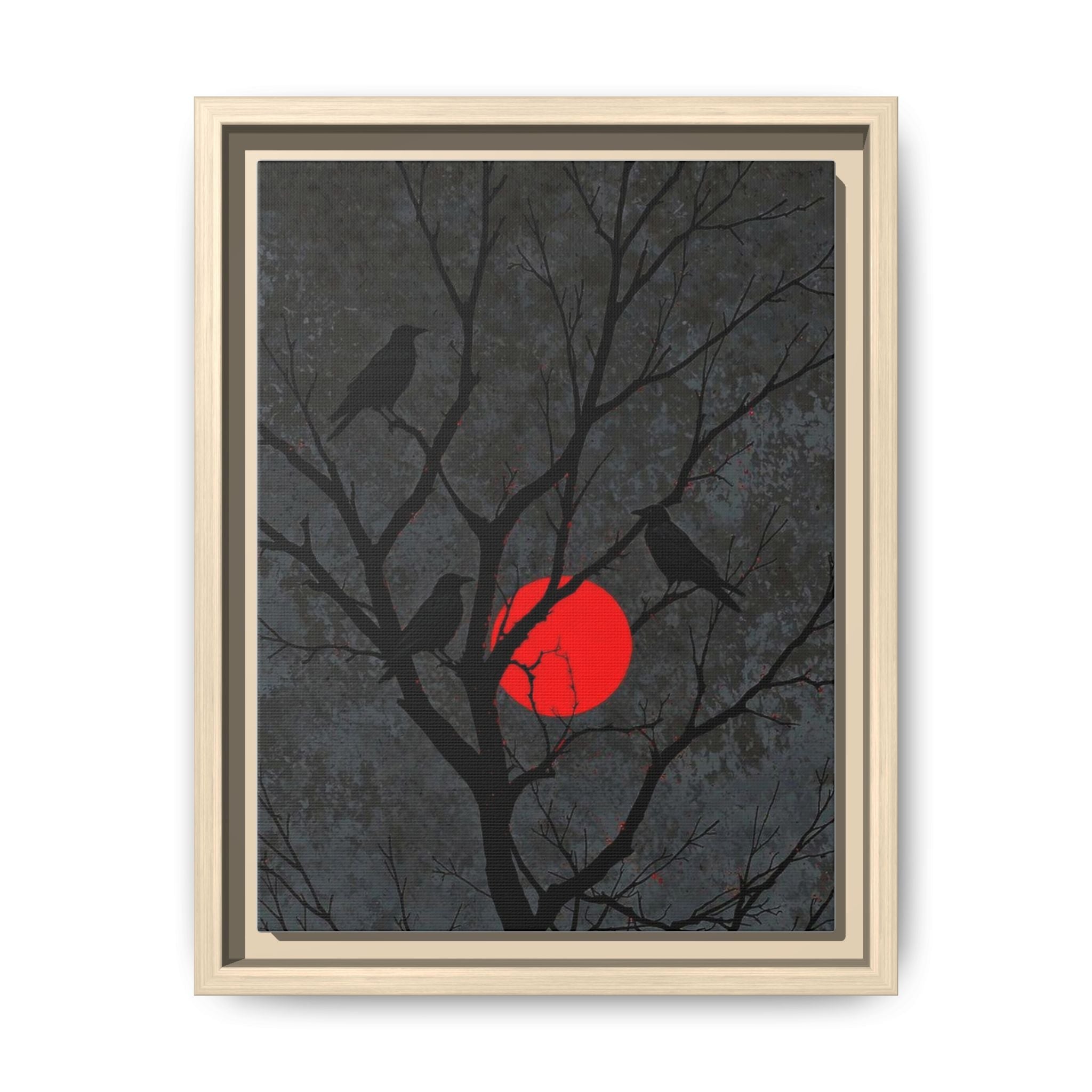 Red Moon Crows Silhouette