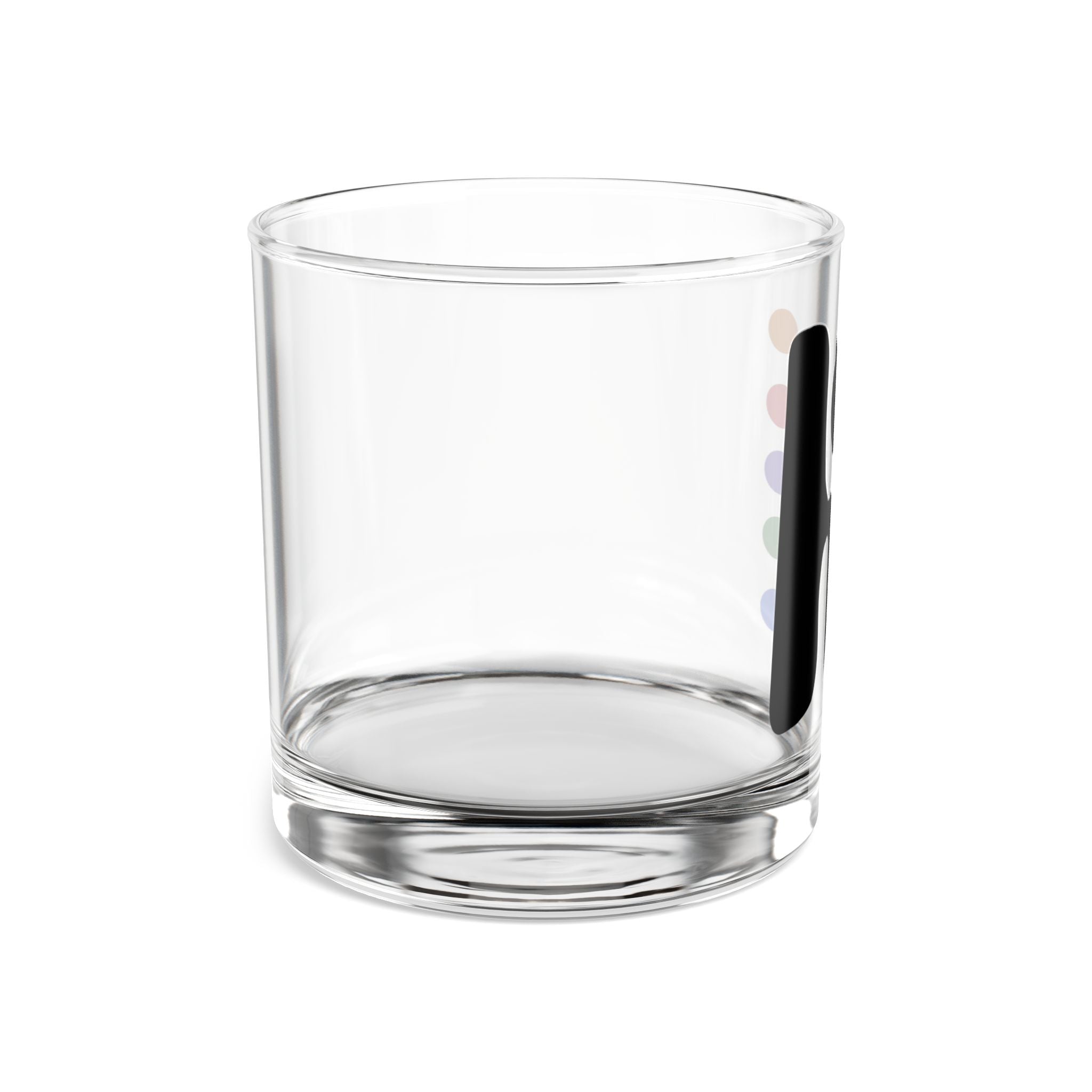 10oz Rocks Glass with Color Dot Logo — Modern Minimalist Whiskey Tumbler
