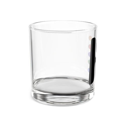 10oz Rocks Glass with Color Dot Logo — Modern Minimalist Whiskey Tumbler
